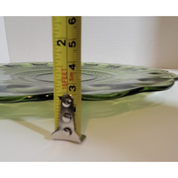 Vintage Glass Plate Bartlett Collins Manhattan St Genevieve Green Thumbprint 11" - Picture 8 of 9